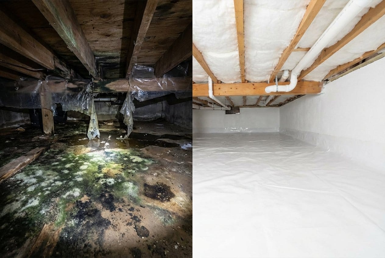 Mold Removal & Remediation restoration — crawl space of multi-family property in Franklin Lakes, NJ