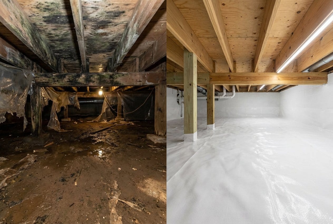 Post-Remediation Cleaning & Clearance restoration โ crawl space of bungalow in Franklin Lakes, NJ
