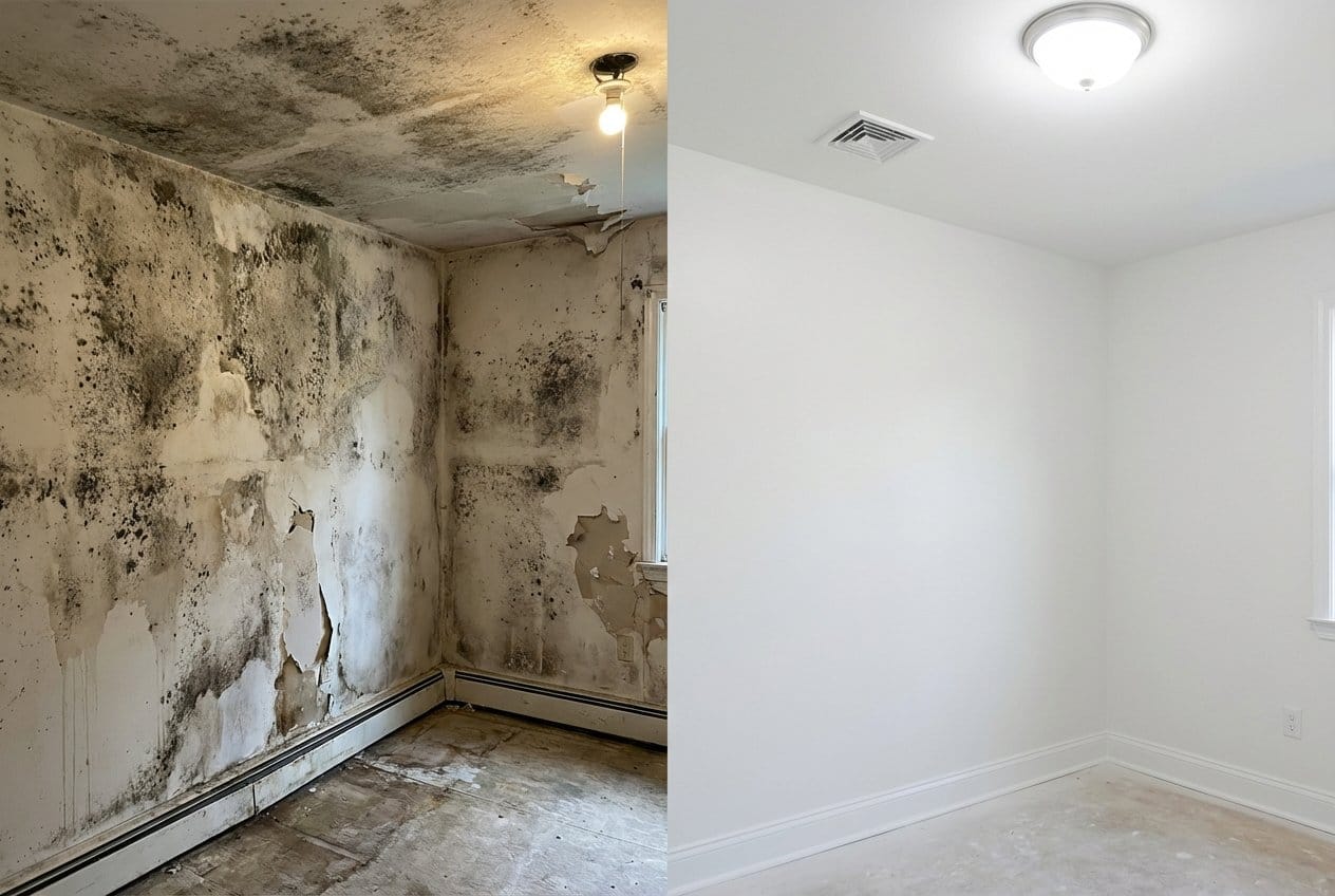 Franklin Lakes Mold Removal bedroom restoration before and after in Franklin Lakes
